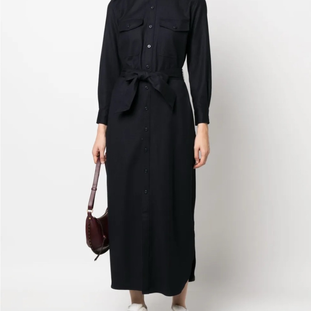 RRL Ralph Lauren Double RL Wool Blend Shirtdress Size 1 Black 695.00